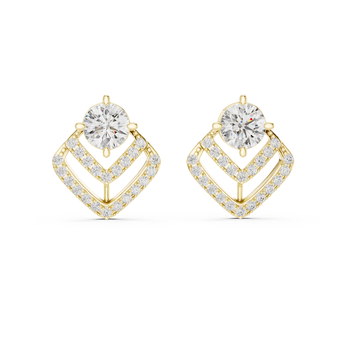 Double Chevron Lab-Grown Diamond Stud Earrings