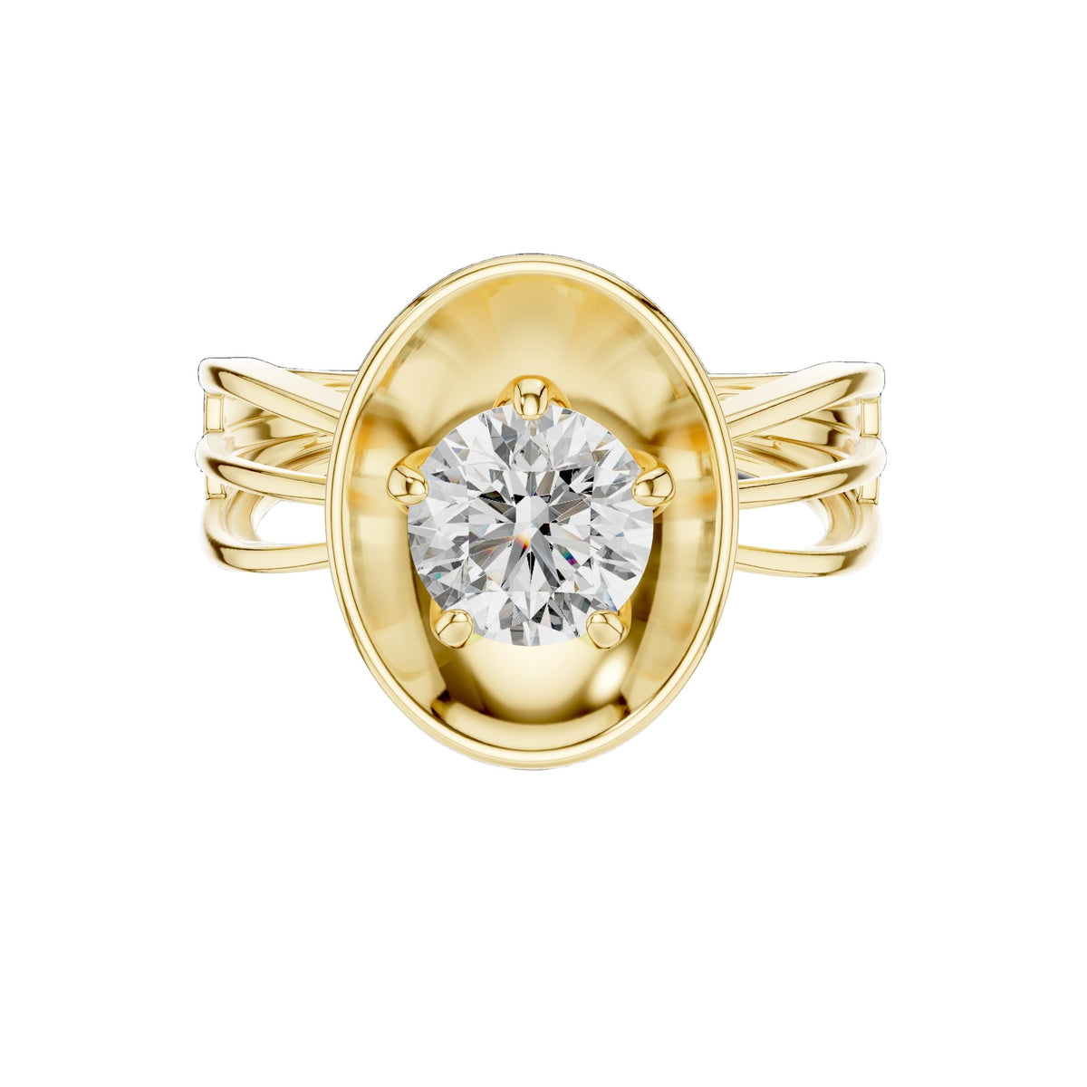 Lab-Grown Diamond Ring LR-0096 in yellow metal