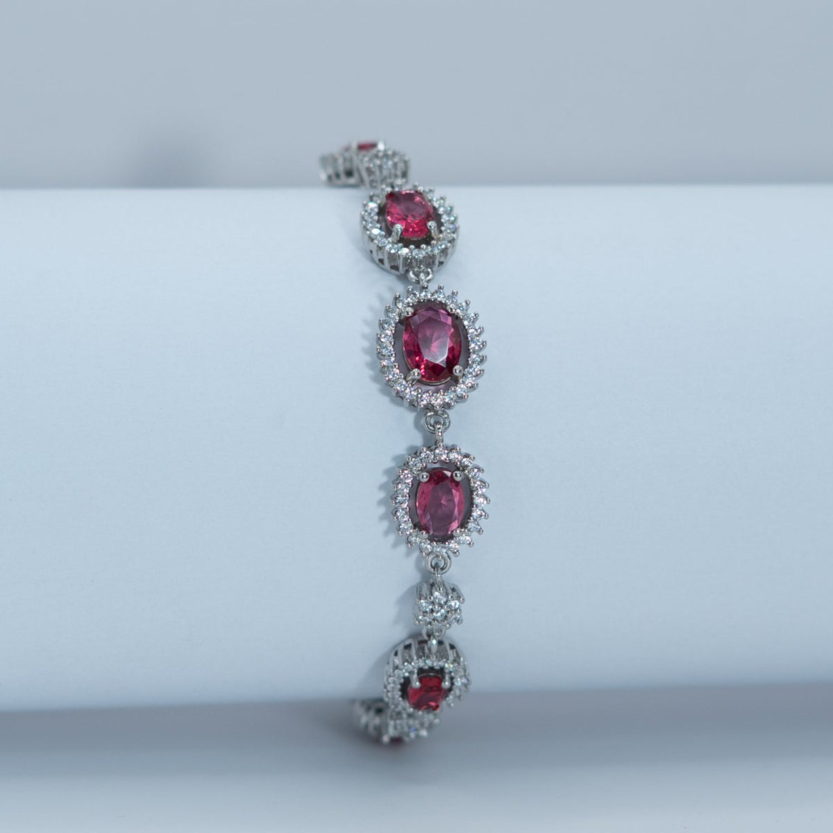 Silver Pink Halo Bracelet