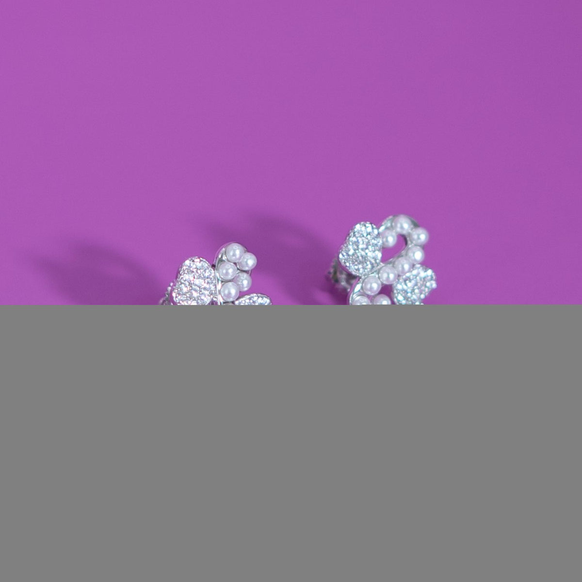 Silver Pink Stud Earrings