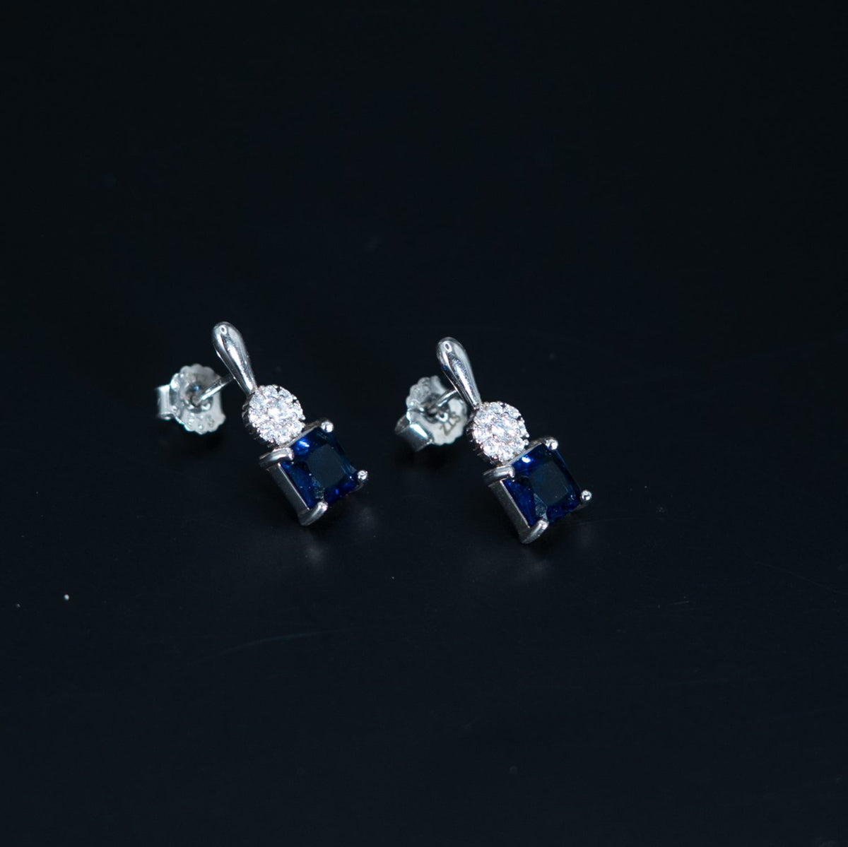 Silver Sapphire Drop Earrings