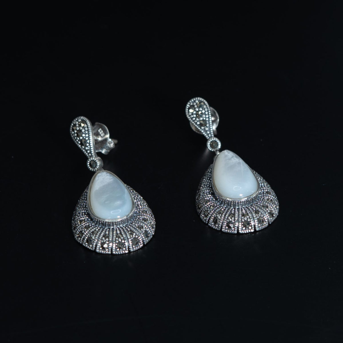 Silver Moonstone Drop Earrings