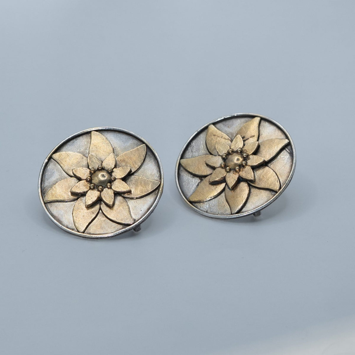 Silver Oxidised Floral Discs