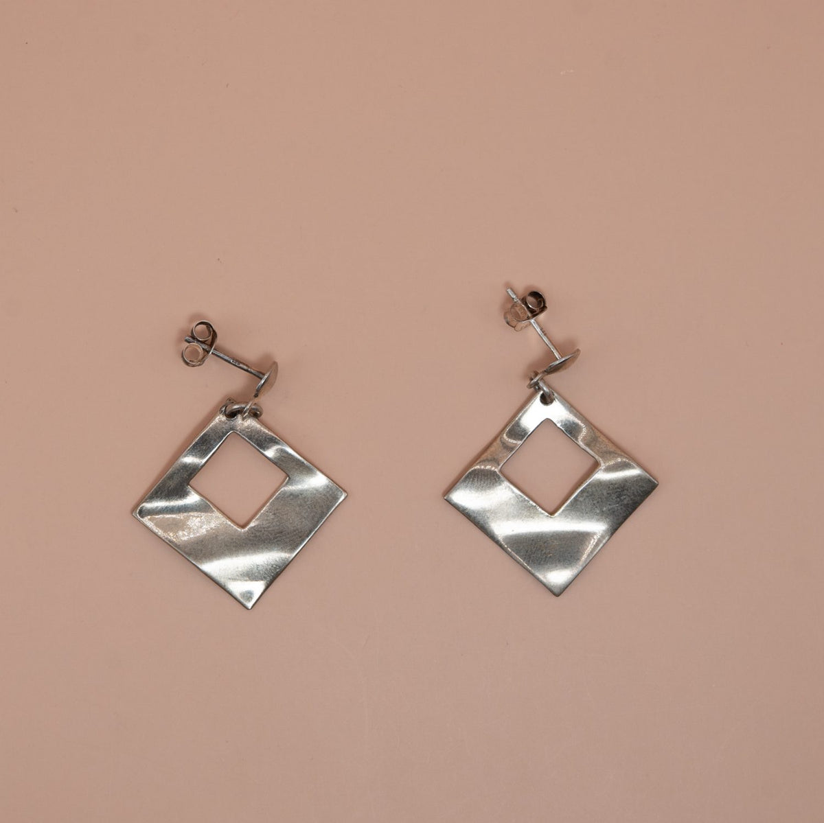Rose Gold Square Drop Earrings