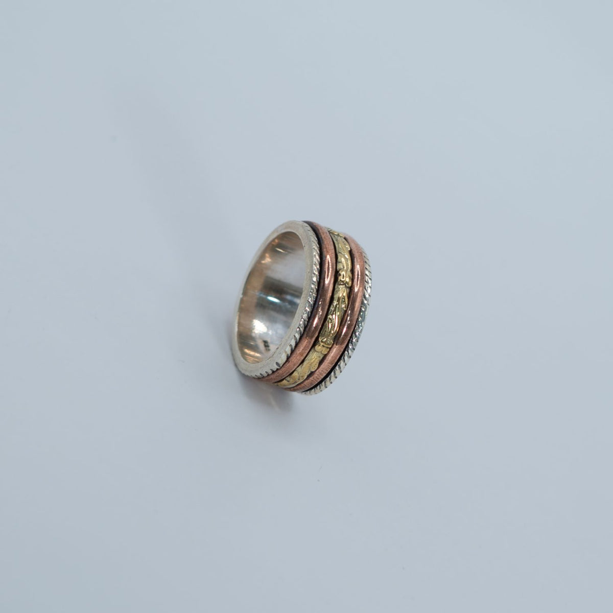 Two-Tone Textured Band Ring