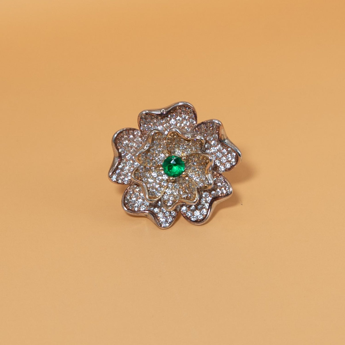 Silver Floral Halo Cocktail Ring