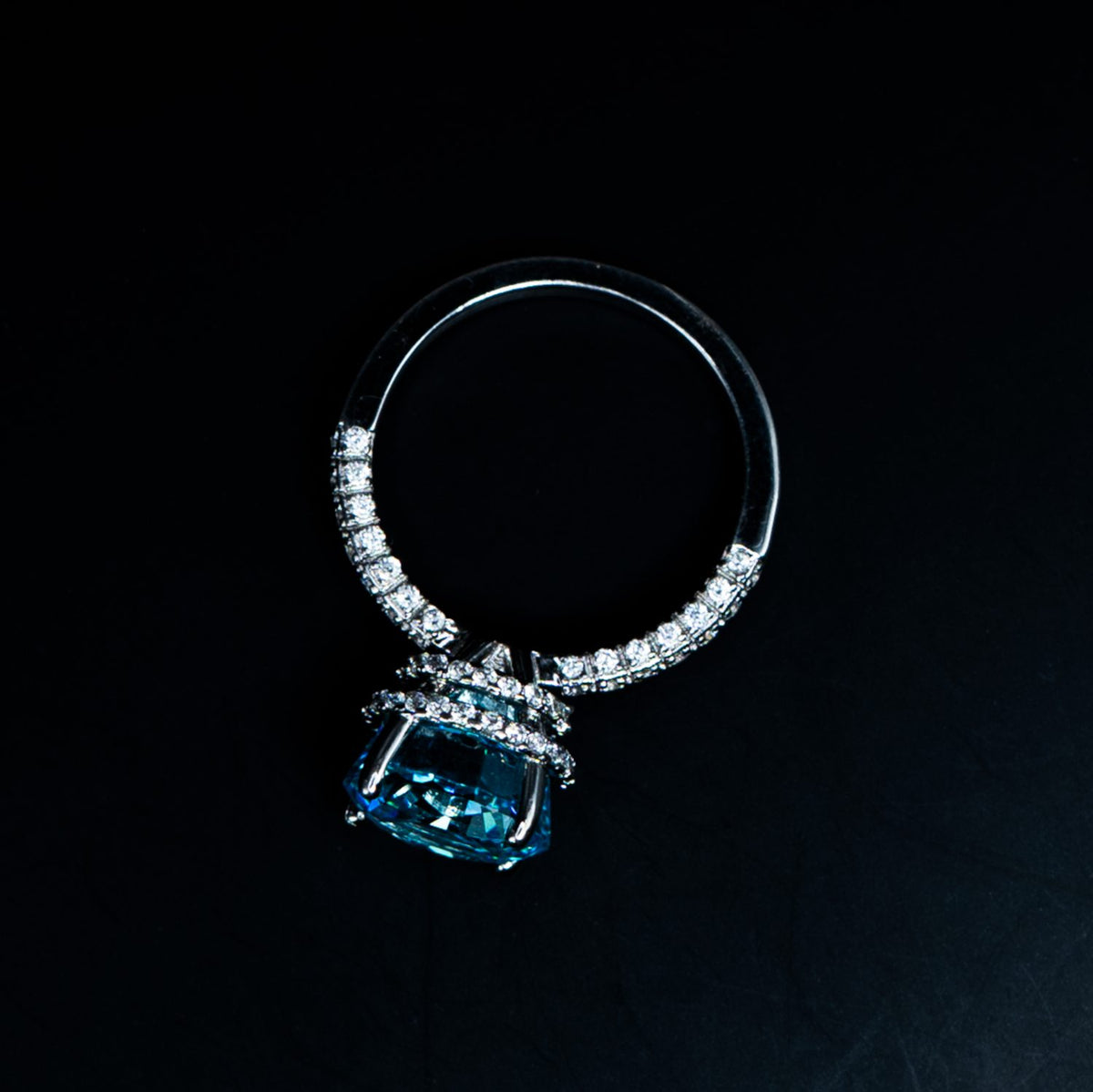 Silver Aqua Solitaire Ring