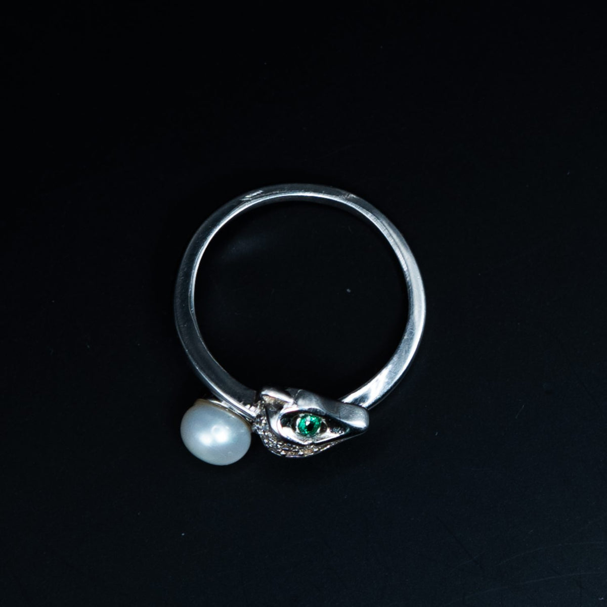 Silver Pearl Bypass Ring