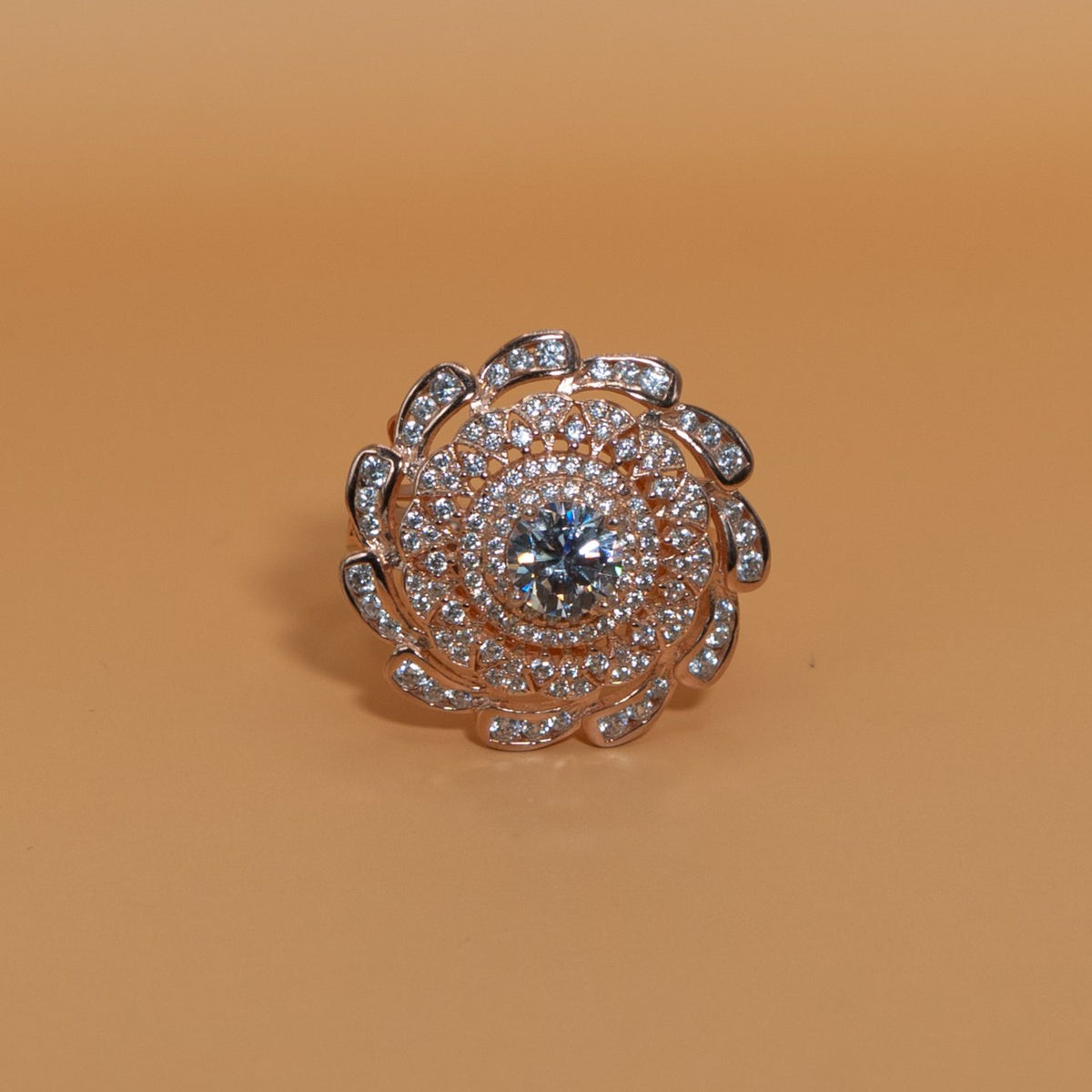 Rose Gold Floral Dome Ring