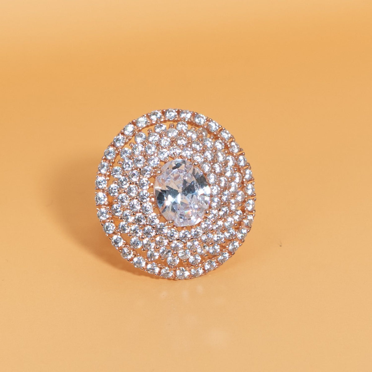 Rose Gold Oval Pave Ring