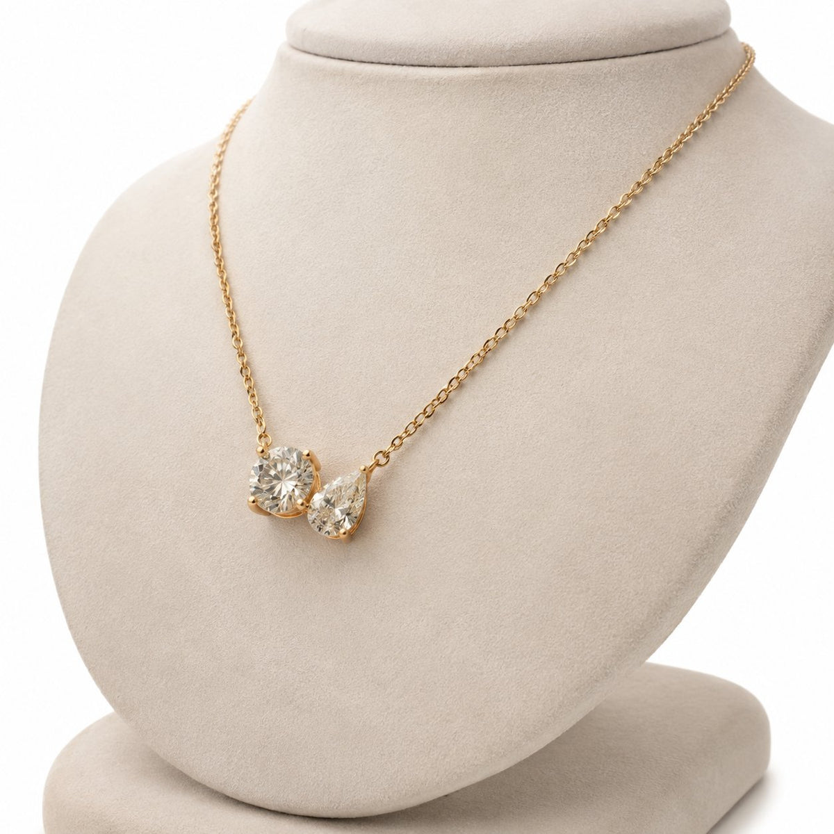 Twin Diamond Chain Pendant in 14K Gold