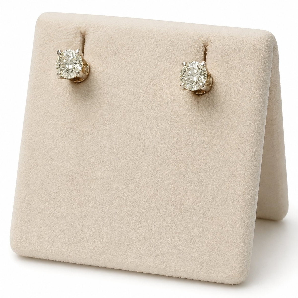 Cushion Diamond Stud Earrings in 14K Gold