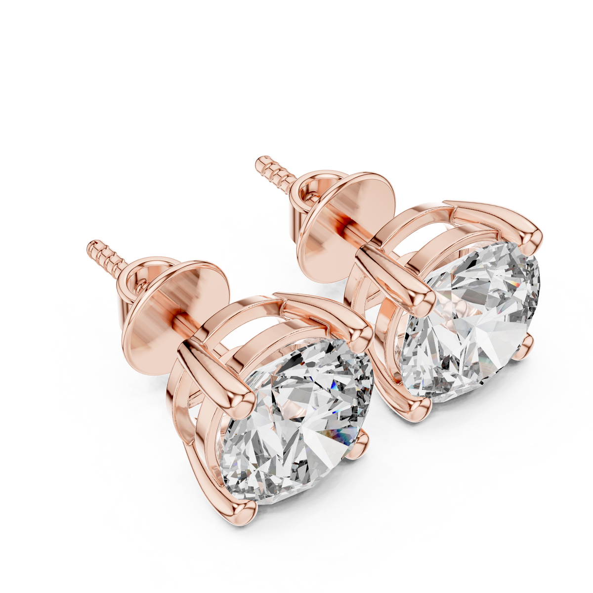 Round Solitaire Lab-Grown Diamond Stud Earrings