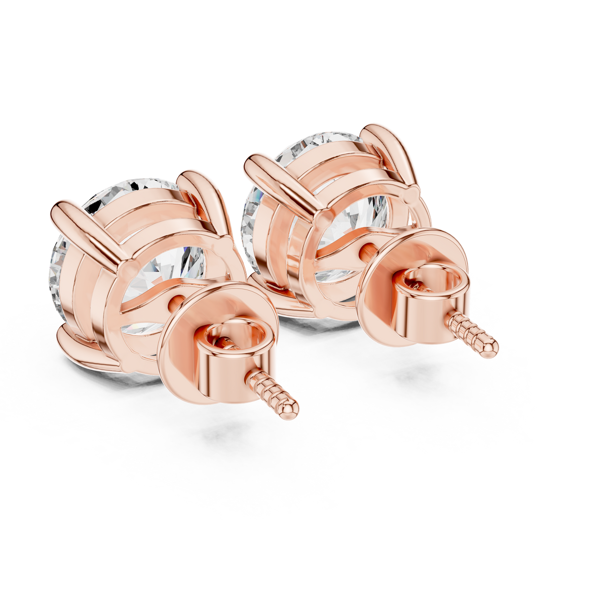 Round Solitaire Lab-Grown Diamond Stud Earrings