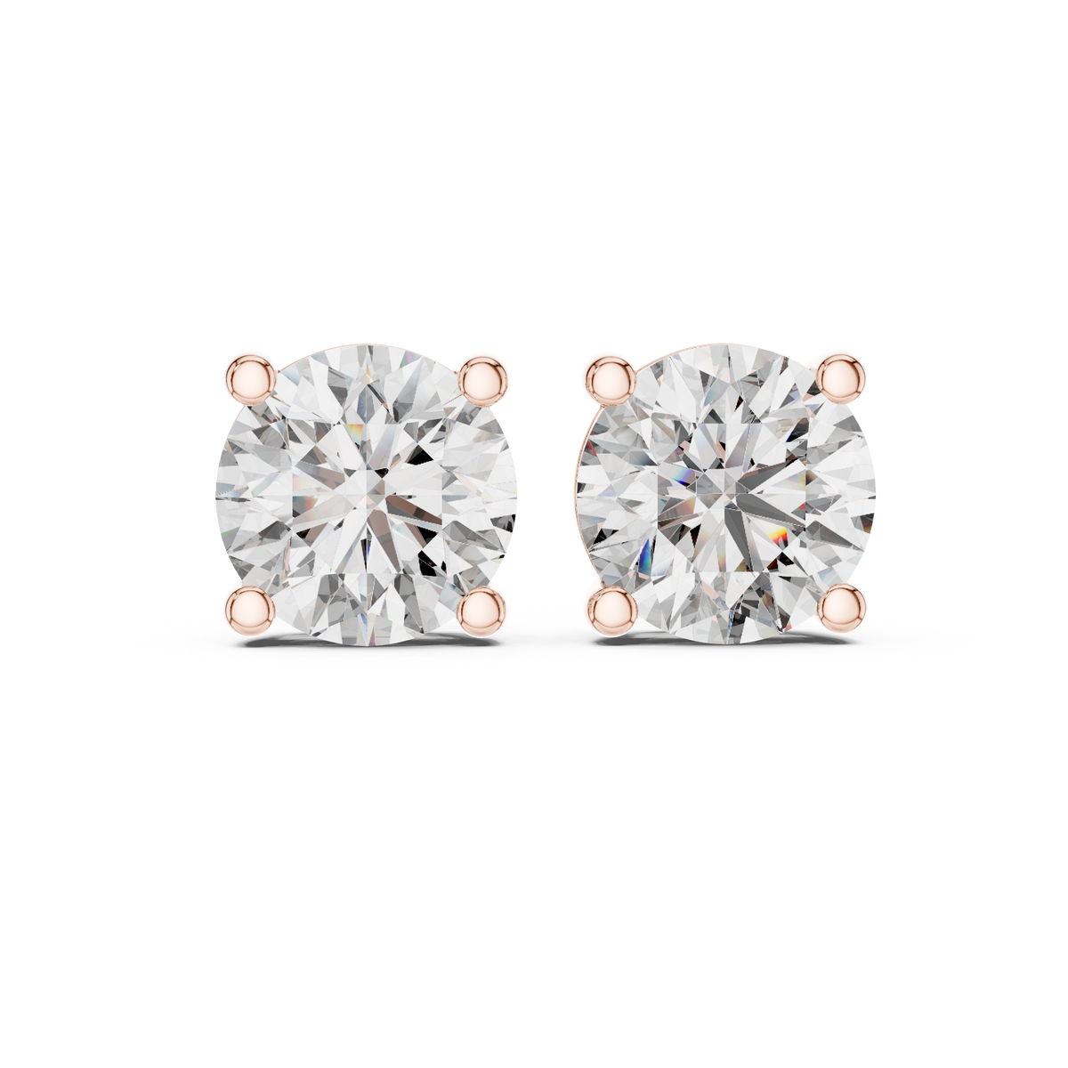 Round Solitaire Lab-Grown Diamond Stud Earrings