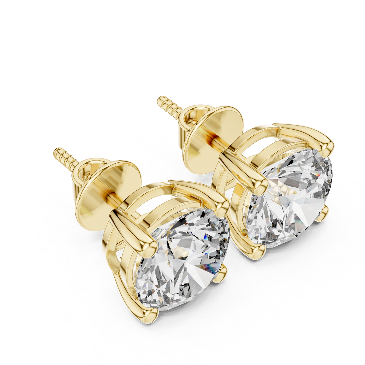 Round Solitaire Lab-Grown Diamond Stud Earrings