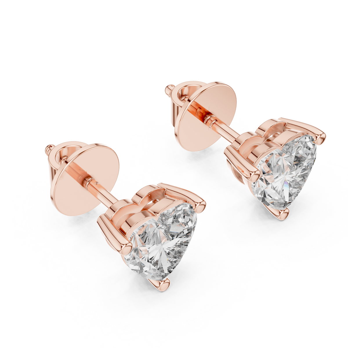 Heart Solitaire Lab-Grown Diamond Stud Earrings