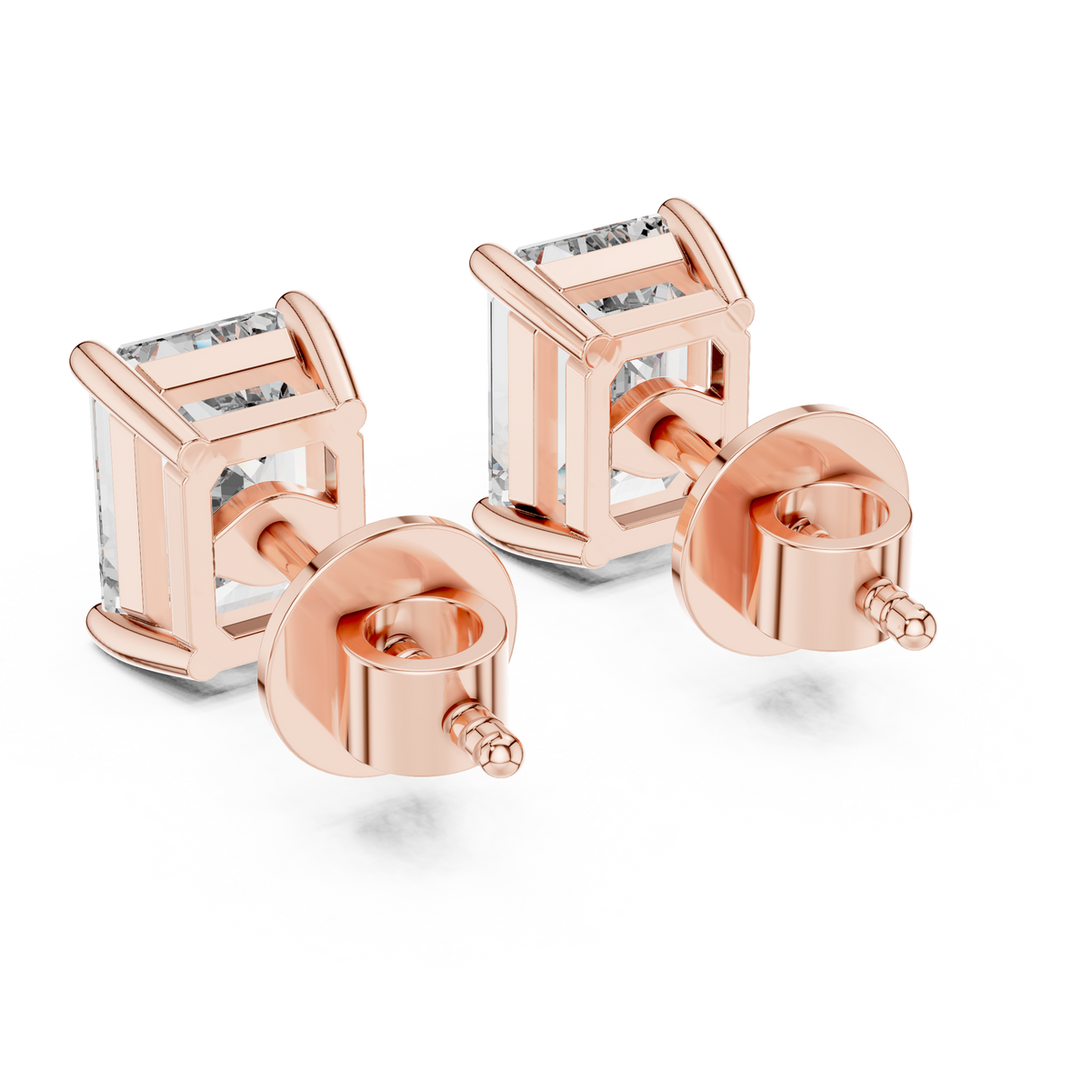 Emerald-Cut Solitaire Lab-Grown Diamond Stud Earrings