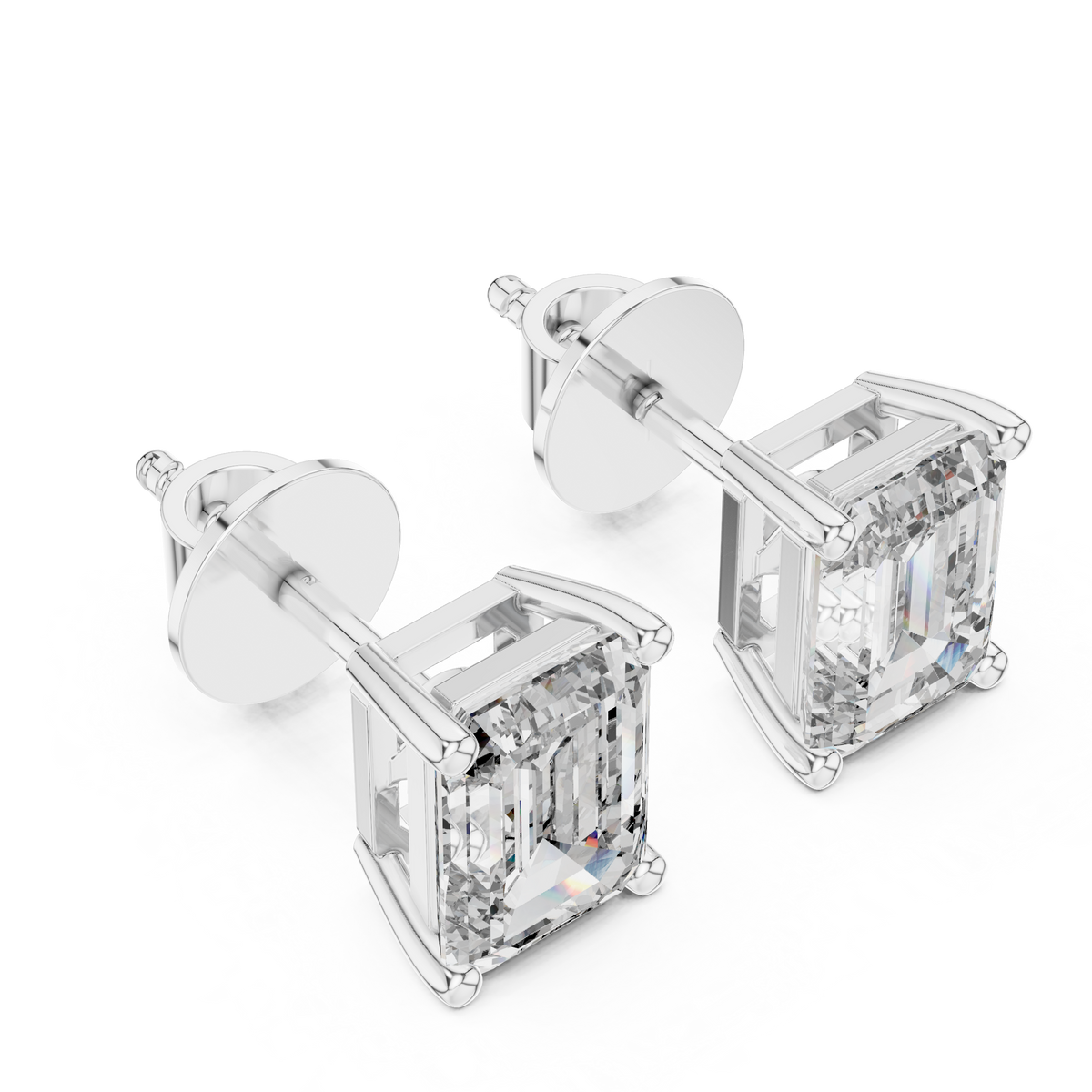 Emerald-Cut Solitaire Lab-Grown Diamond Stud Earrings