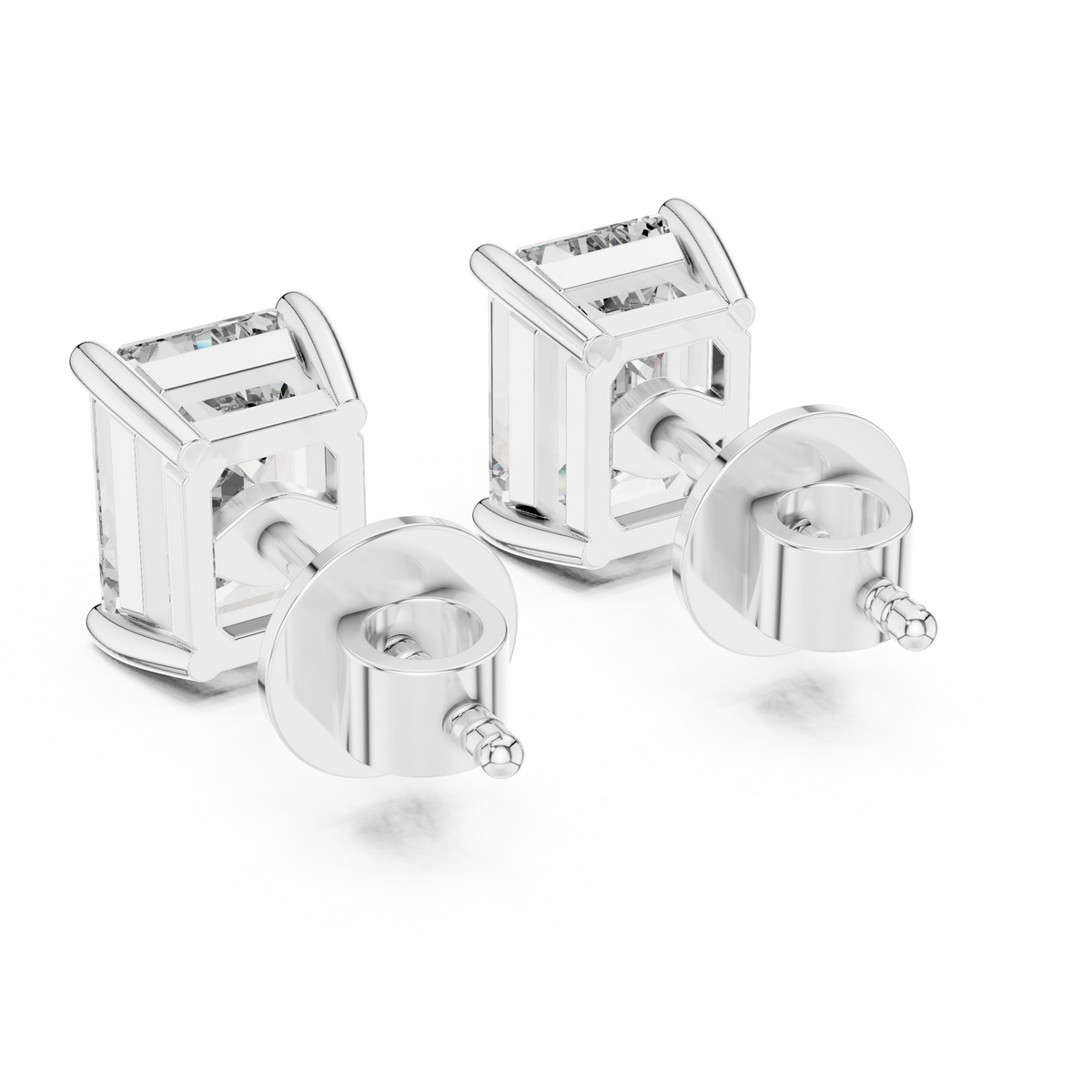 Emerald-Cut Solitaire Lab-Grown Diamond Stud Earrings