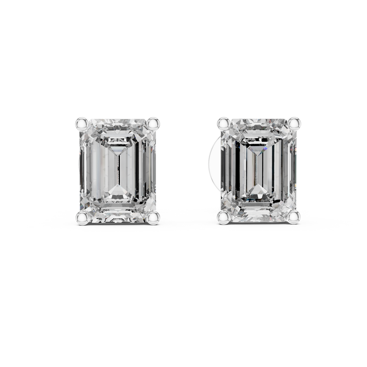 Emerald-Cut Solitaire Lab-Grown Diamond Stud Earrings