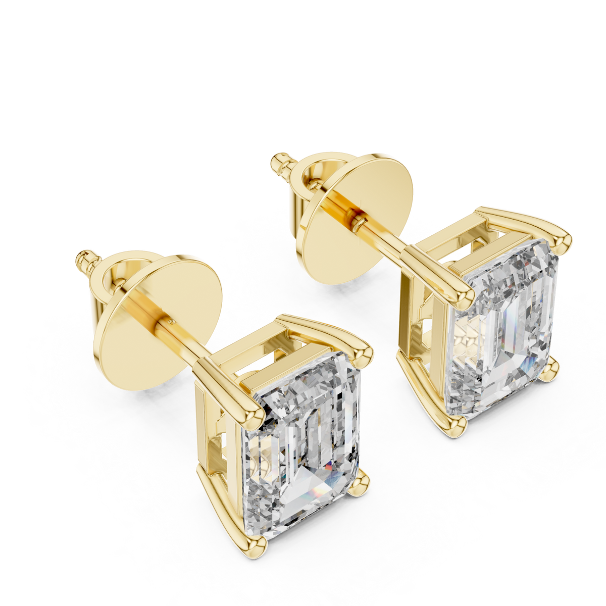 Emerald-Cut Solitaire Lab-Grown Diamond Stud Earrings