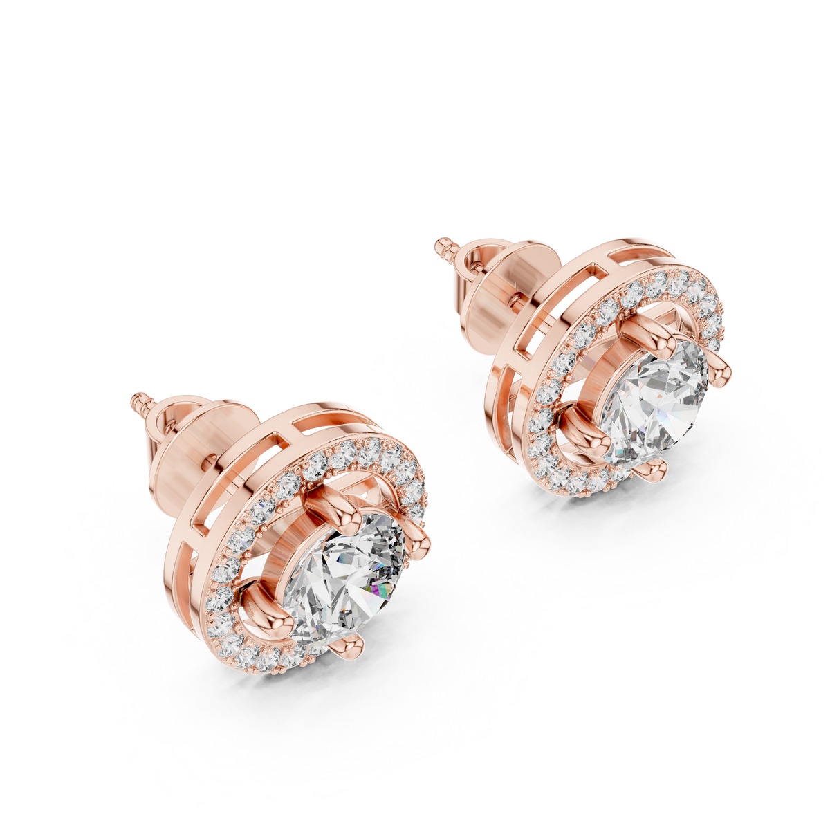 Open Circle Halo Lab-Grown Diamond Stud Earrings