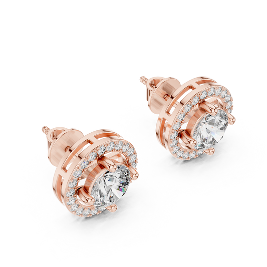 Open Circle Halo Lab-Grown Diamond Stud Earrings