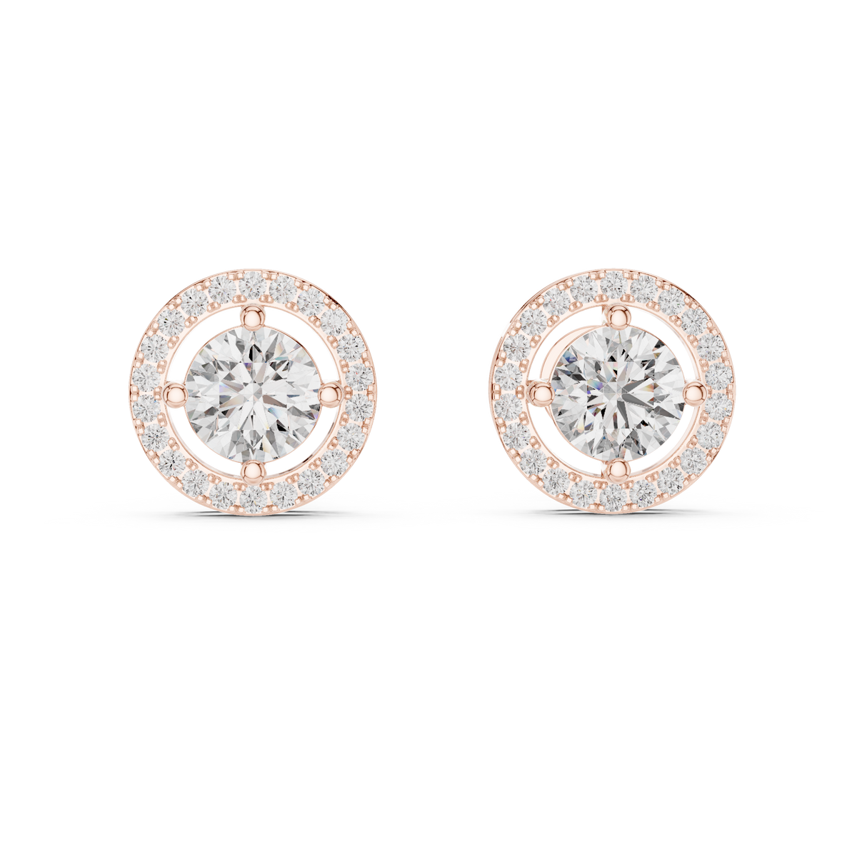 Open Circle Halo Lab-Grown Diamond Stud Earrings
