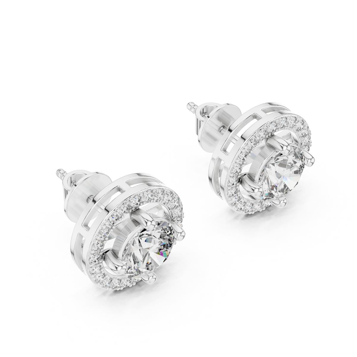 Open Circle Halo Lab-Grown Diamond Stud Earrings