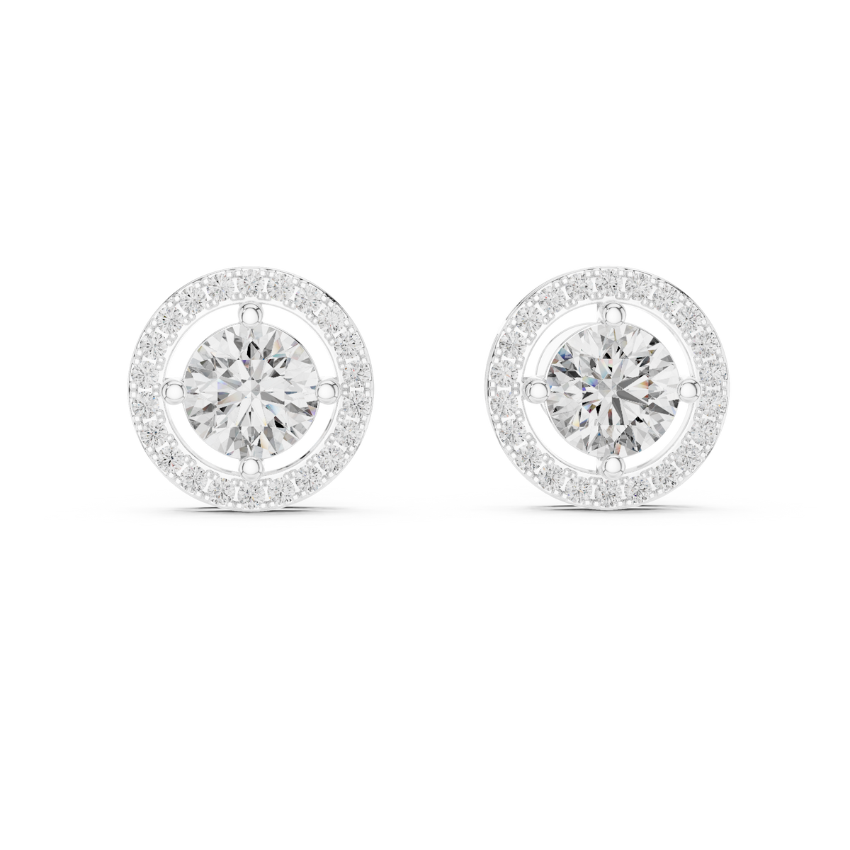 Open Circle Halo Lab-Grown Diamond Stud Earrings