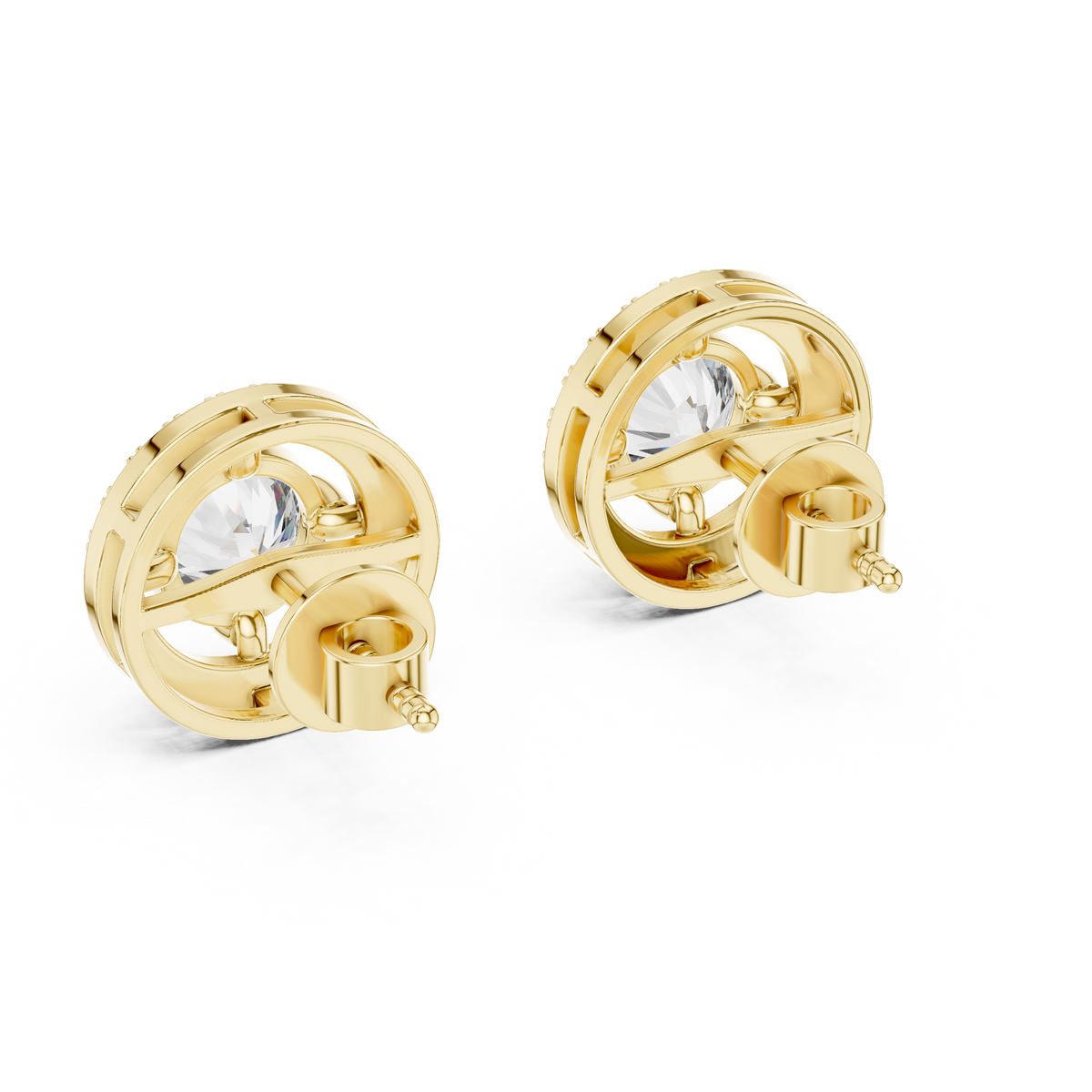 Open Circle Halo Lab-Grown Diamond Stud Earrings