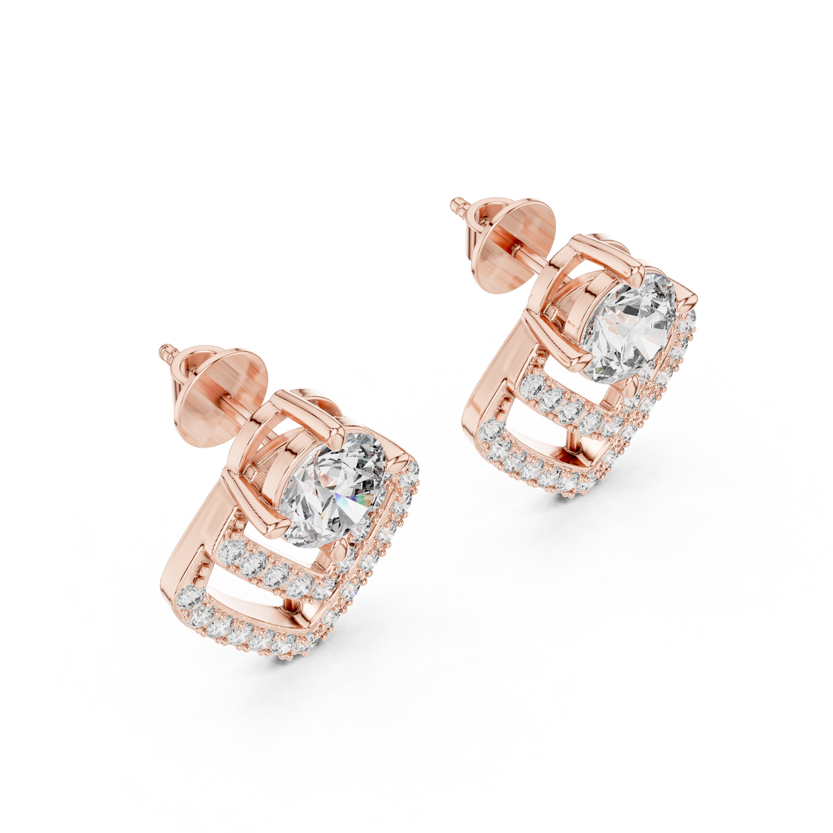 Double Chevron Lab-Grown Diamond Stud Earrings