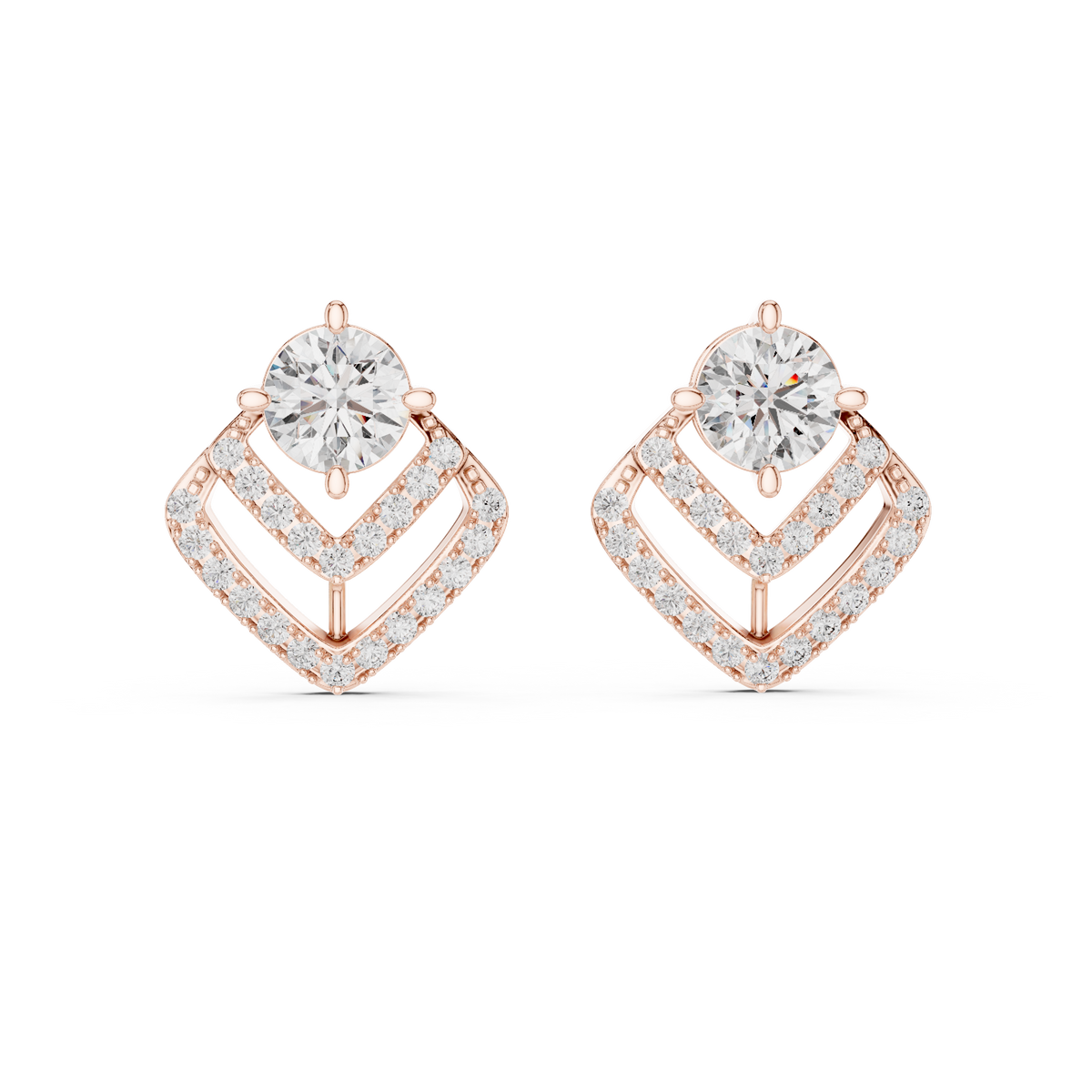 Double Chevron Lab-Grown Diamond Stud Earrings