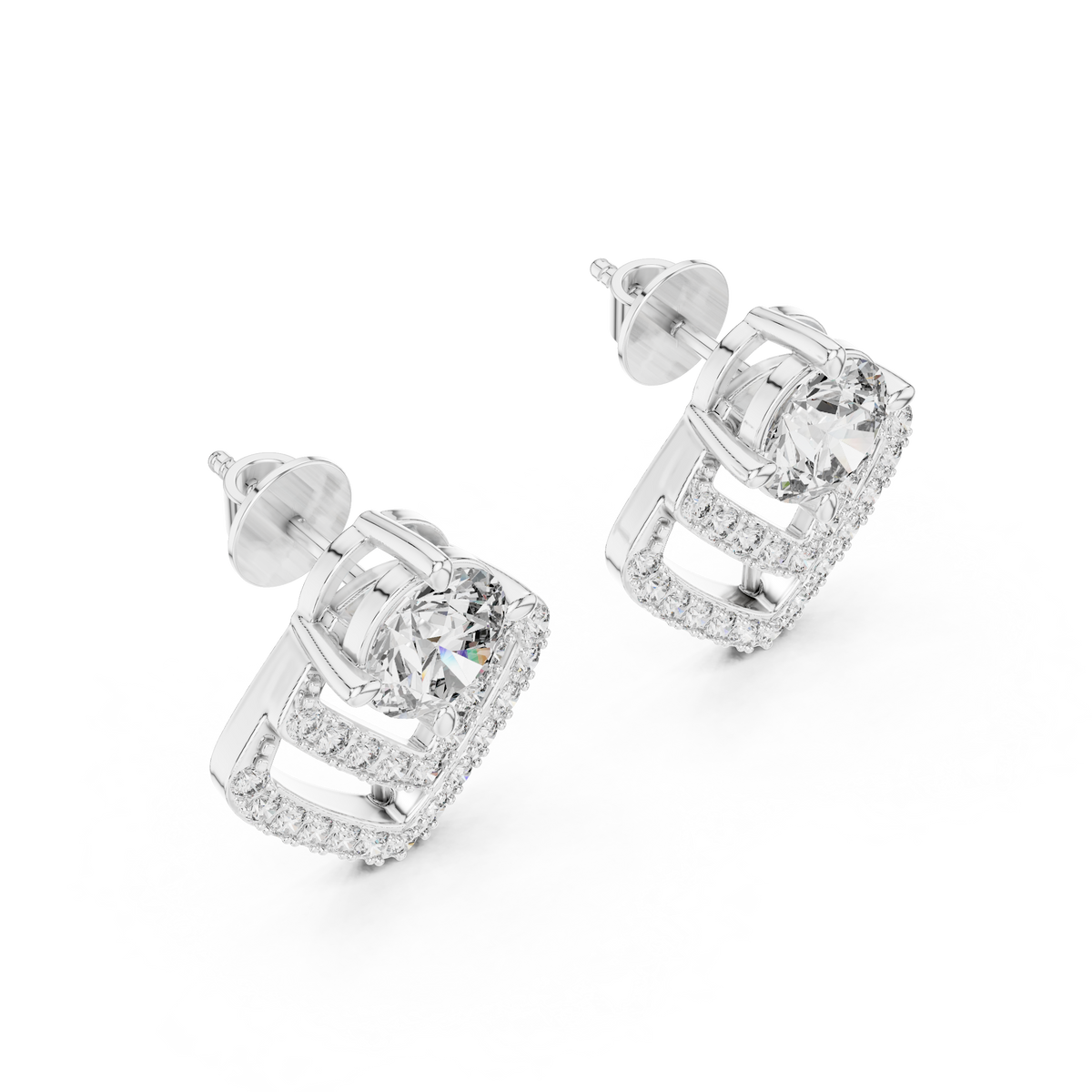 Double Chevron Lab-Grown Diamond Stud Earrings