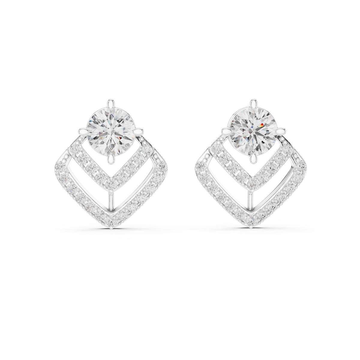 Double Chevron Lab-Grown Diamond Stud Earrings