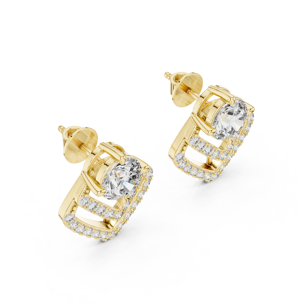 Double Chevron Lab-Grown Diamond Stud Earrings
