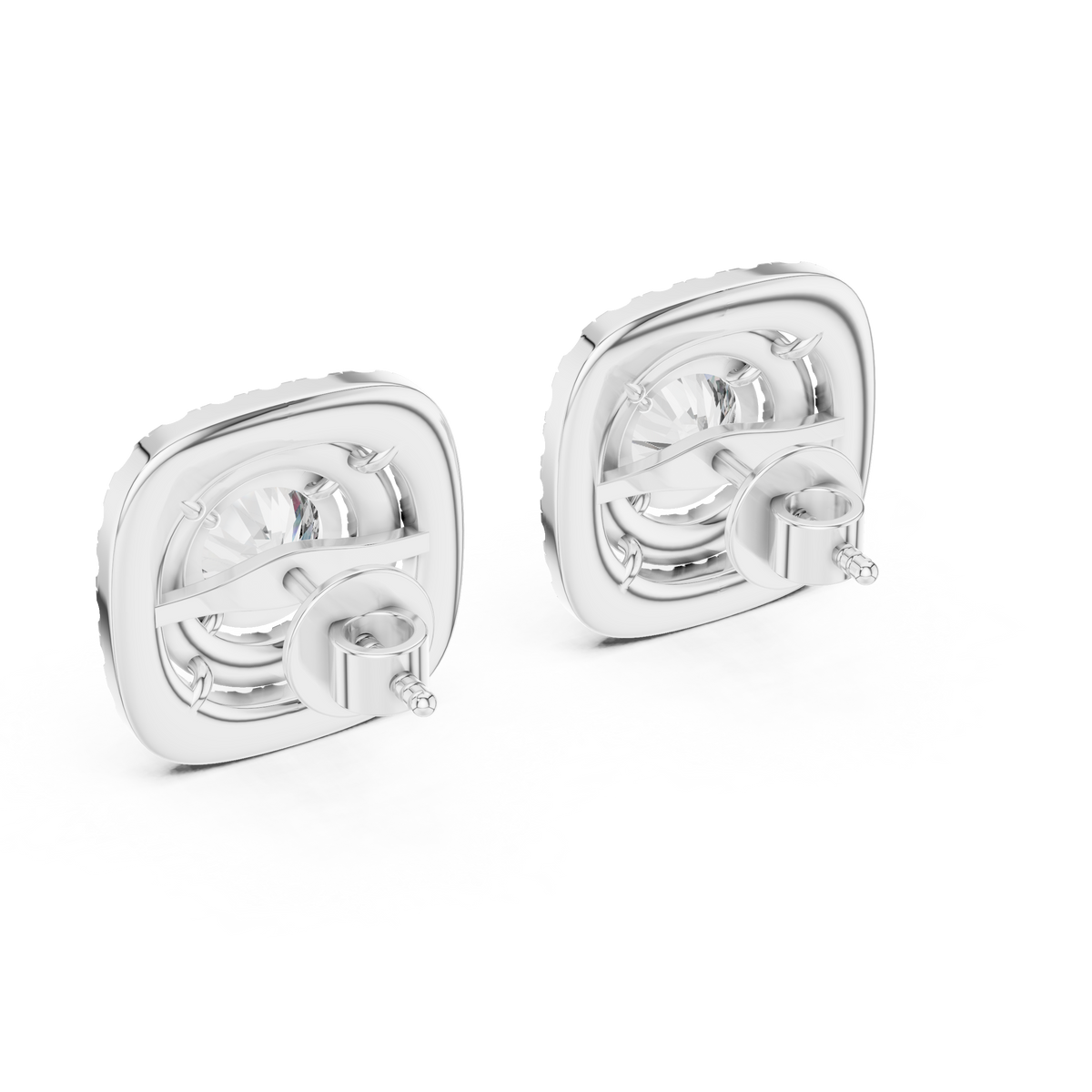 Cushion Double Halo Lab-Grown Diamond Stud Earrings
