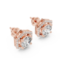Hexagon Halo Lab-Grown Diamond Stud Earrings