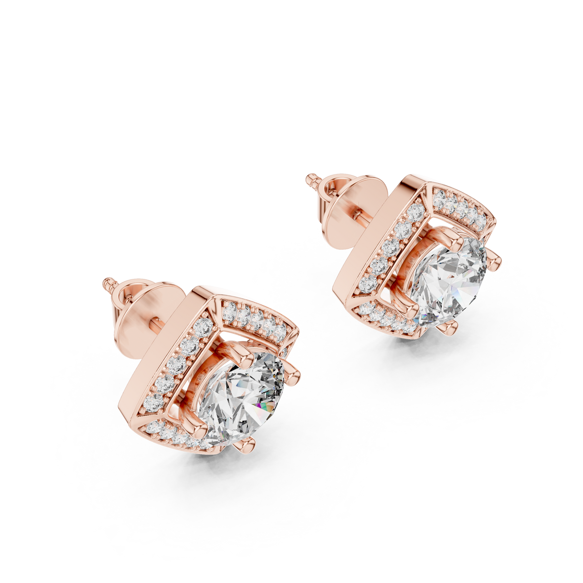 Kite Halo Lab-Grown Diamond Stud Earrings