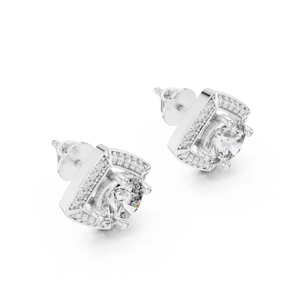 Kite Halo Lab-Grown Diamond Stud Earrings