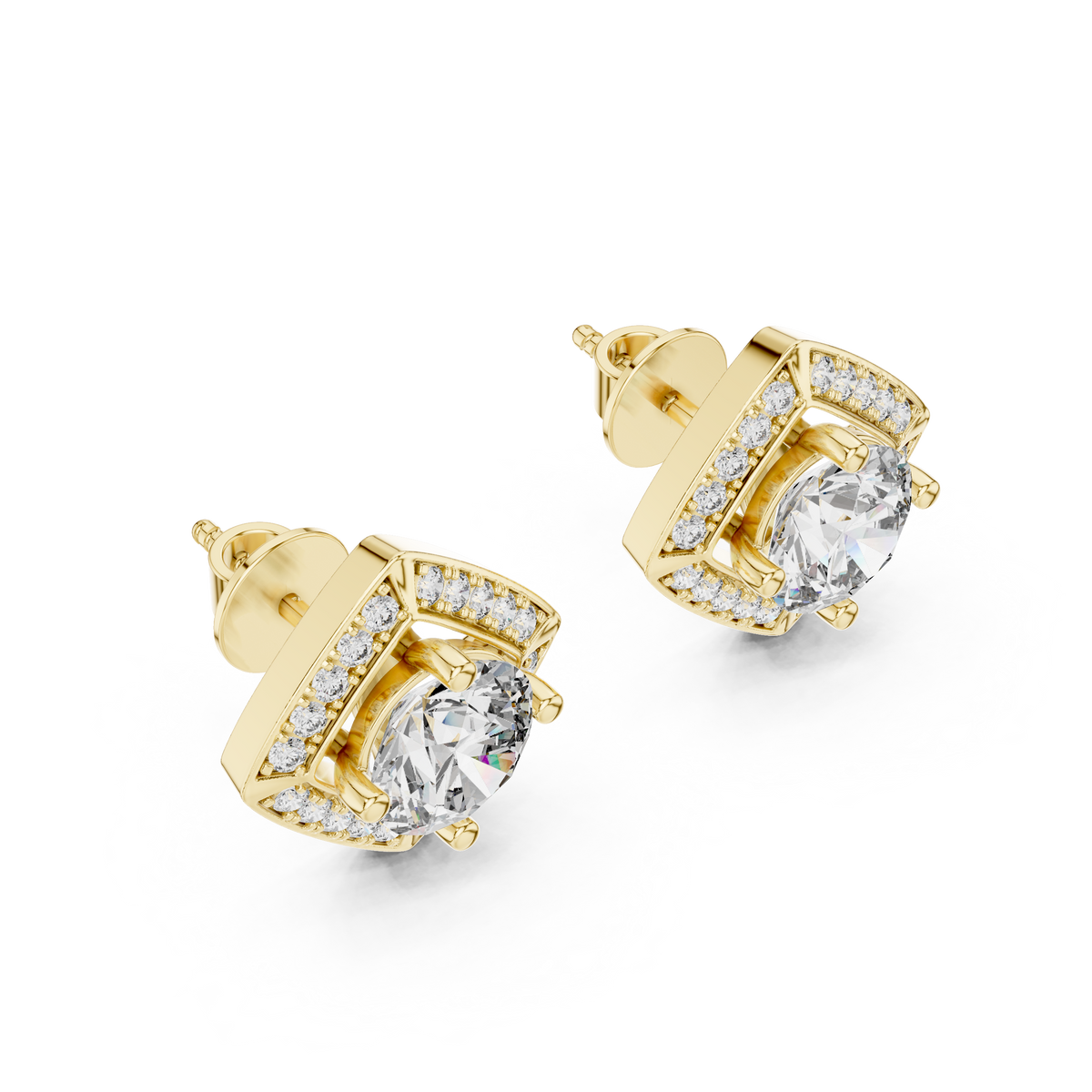 Kite Halo Lab-Grown Diamond Stud Earrings