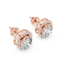 Classic Round Halo Lab-Grown Diamond Stud Earrings