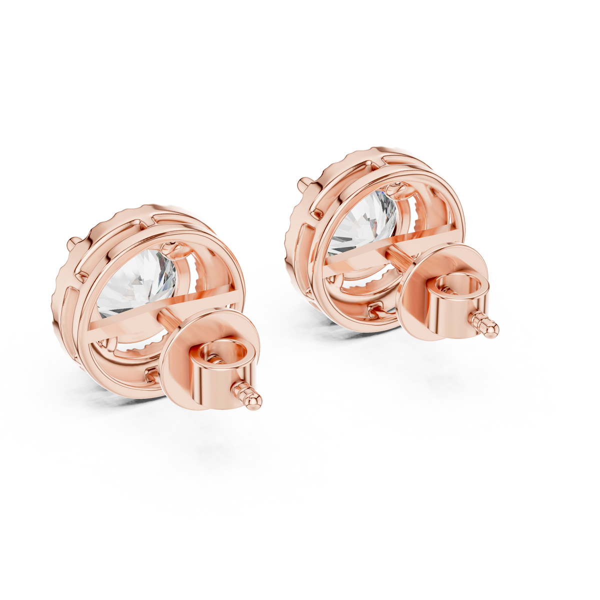 Classic Round Halo Lab-Grown Diamond Stud Earrings