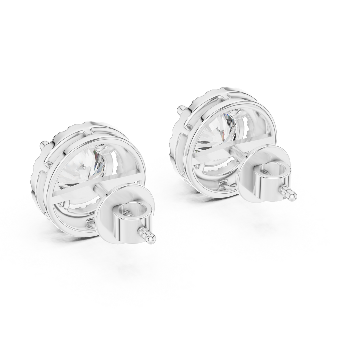 Classic Round Halo Lab-Grown Diamond Stud Earrings