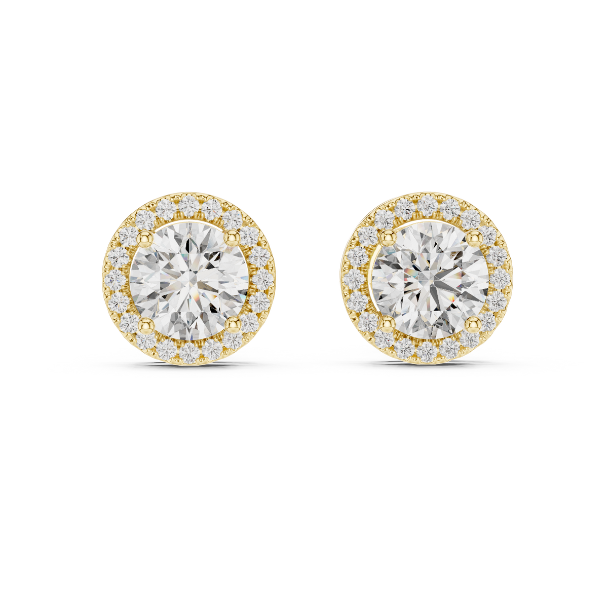 Classic Round Halo Lab-Grown Diamond Stud Earrings