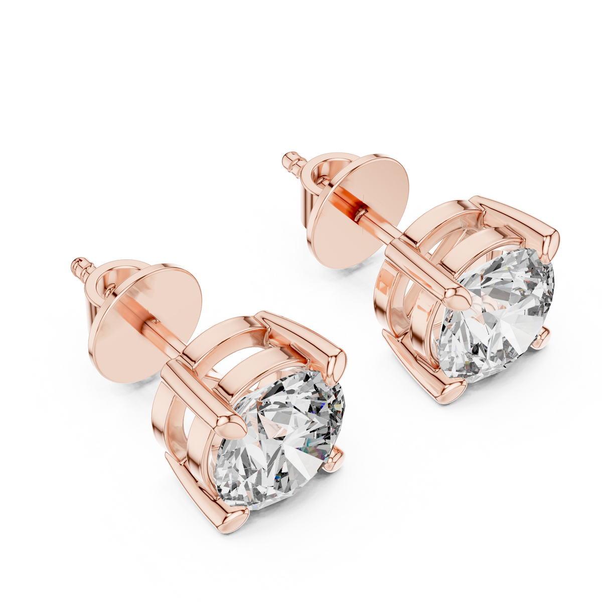 Bold Four-Prong Solitaire Lab-Grown Diamond Stud Earrings