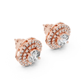 Round Double Halo Lab-Grown Diamond Stud Earrings