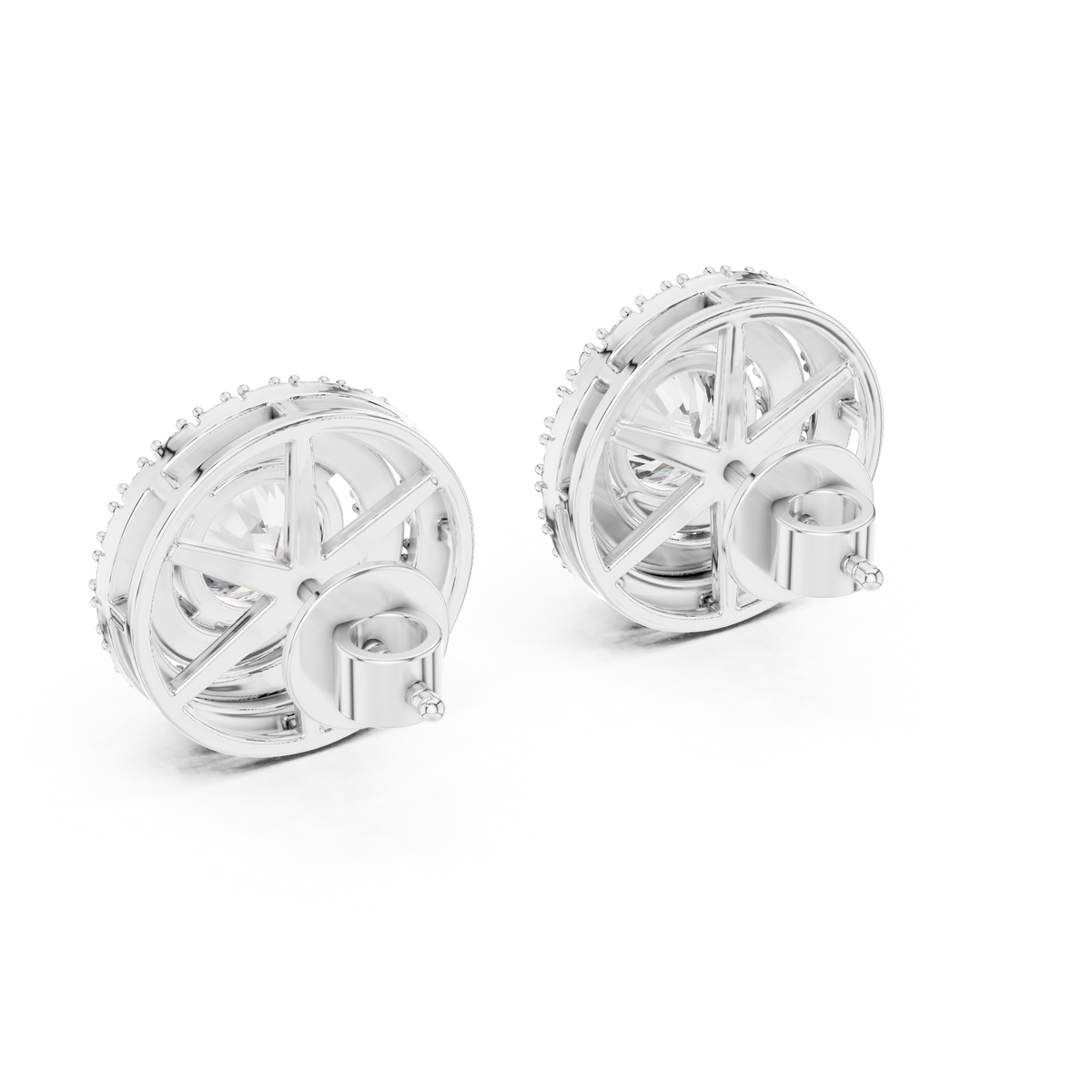 Round Double Halo Lab-Grown Diamond Stud Earrings
