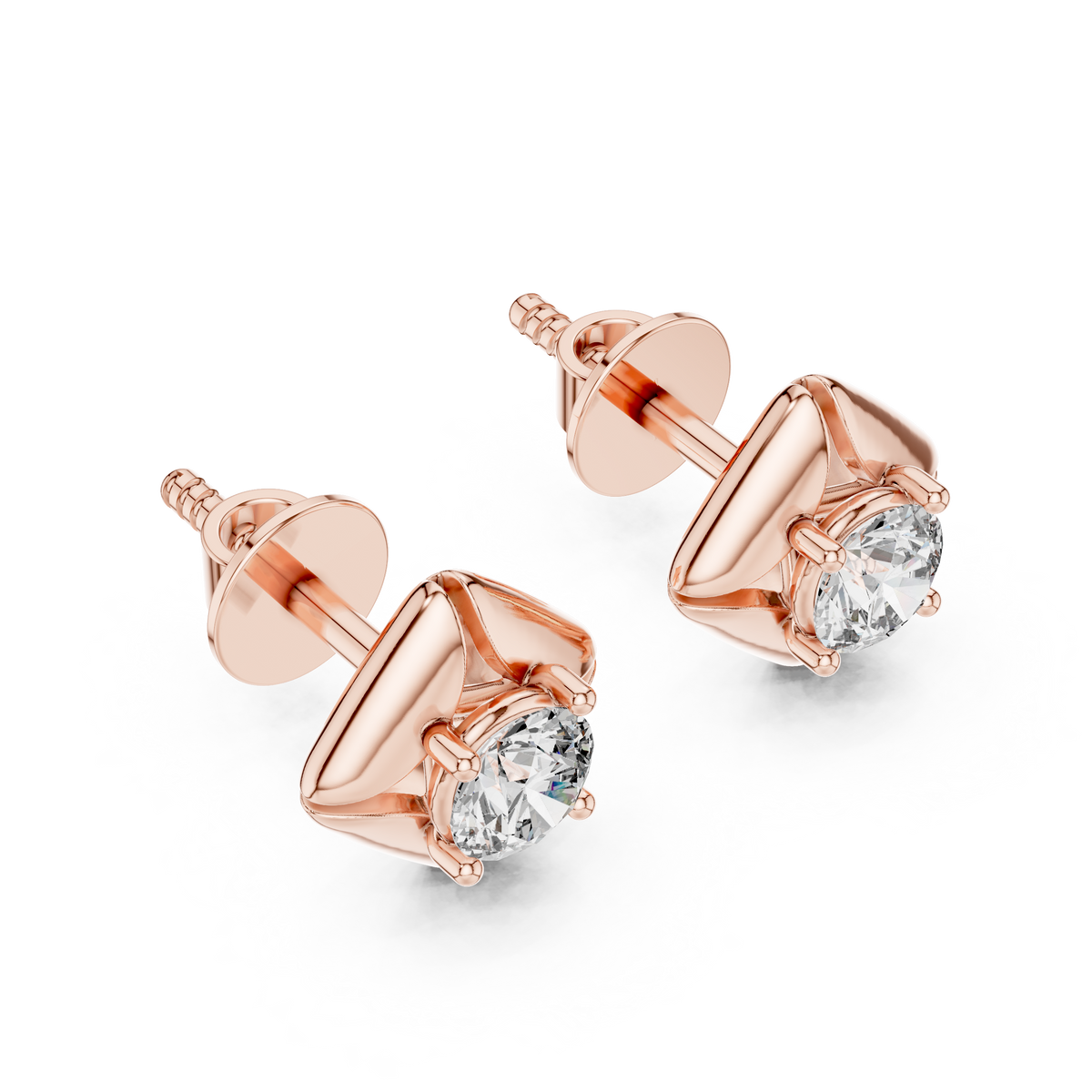 Sculpted Petal Lab-Grown Diamond Stud Earrings